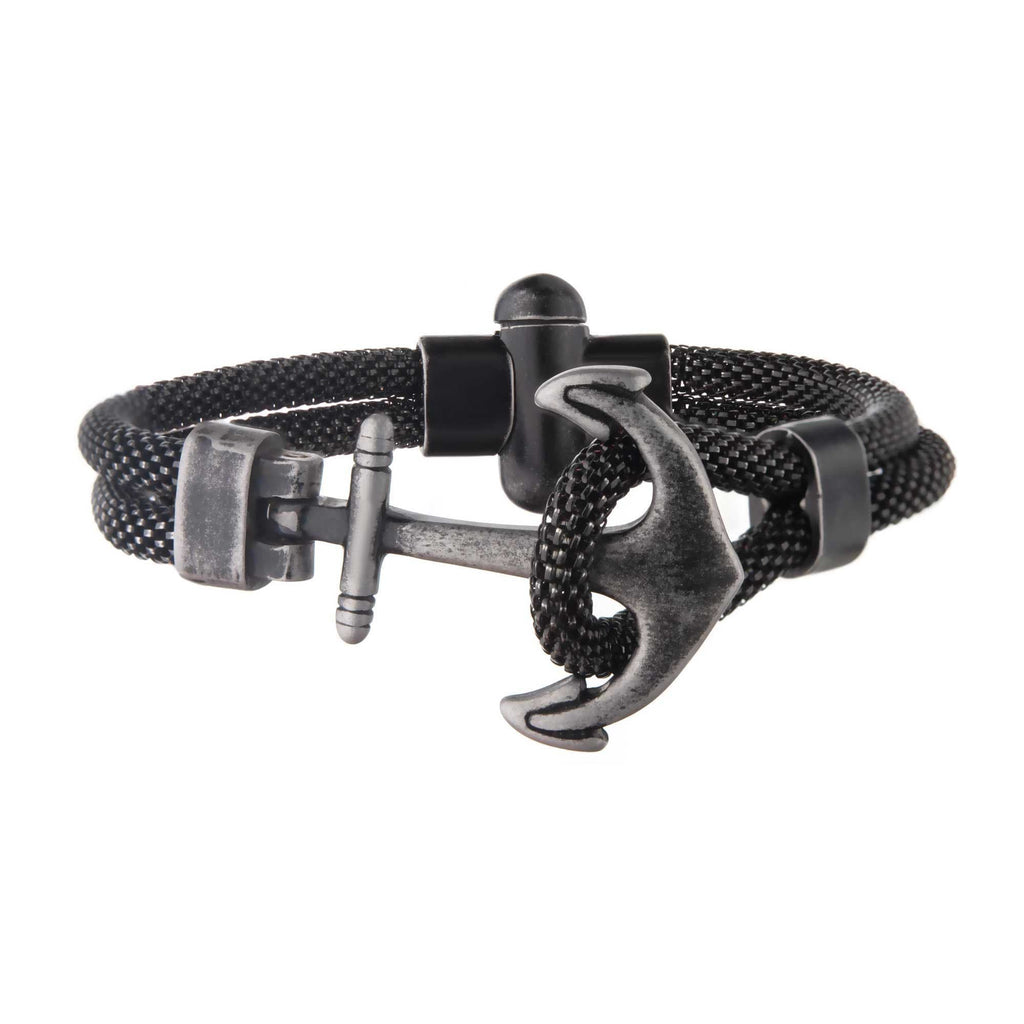 Inox jewellery - Sort Anker - br2282 - armring.dk - Armbånd